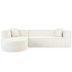 Sofá Seccional de Estilo Moderno, Sofá Seccional de Esponja, Sofá Modular en Forma de L con Elegante Diseño Curvo y Lujosa Tela de Chenilla, Dos Cojines Decorativos, para Sala de Estar, Estudio