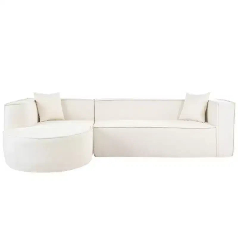 Sofá Seccional de Estilo Moderno, Sofá Seccional de Esponja, Sofá Modular en Forma de L con Elegante Diseño Curvo y Lujosa Tela de Chenilla, Dos Cojines Decorativos, para Sala de Estar, Estudio