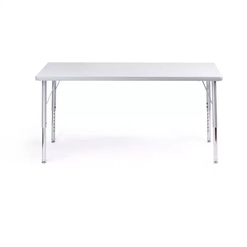 Juego de mesa y sillas de actividades Bintiva Mesa de 24x48 con borde rociado gris y patas ajustables y 4 sillas de aula ZUUL azules de 12