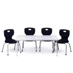 Bintiva Activity Table & Chair Set  24x48 Gray Sprayed Edge Table with Adjustable Legs and 4 Black 14 NAAR Classroom Chairs