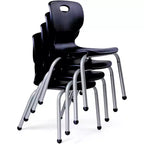 Mesa y silla de actividades Bintiva. Mesa de 24x48 pulgadas con borde pulverizado gris y patas ajustables y 4 sillas de aula NAAR negras de 14 pulgadas.