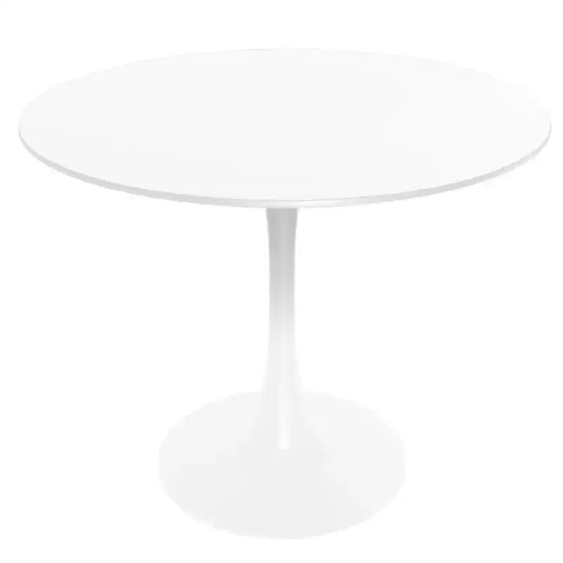 Juego de comedor LeisureMod Bristol de 5 piezas en color blanco - Mesa redonda y 4 sillas de comedor ergonómicas de plástico