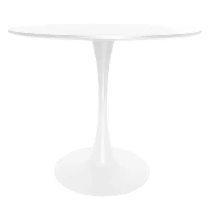 Juego de comedor LeisureMod Bristol de 5 piezas en color blanco - Mesa redonda y 4 sillas de comedor ergonómicas de plástico