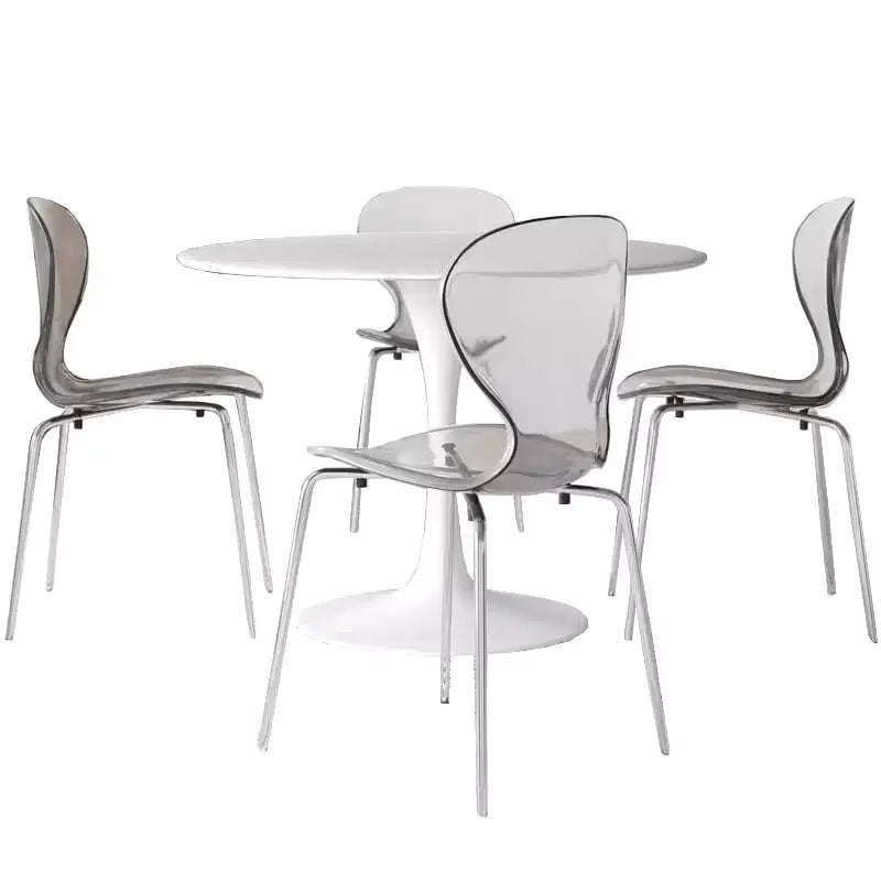 Juego de comedor LeisureMod Bristol de 5 piezas en color blanco - Mesa redonda y 4 sillas de comedor ergonómicas de plástico