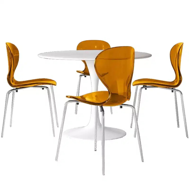 Juego de comedor LeisureMod Bristol de 5 piezas en color blanco - Mesa redonda y 4 sillas de comedor ergonómicas de plástico