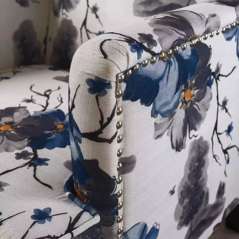 GDFStudio Eve - Sillón de club tapizado de tela contemporáneo con ribete de cabeza de clavo, estampado floral
