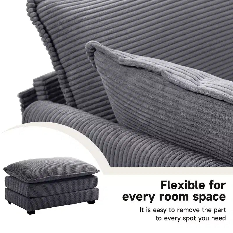 41.34 Sillón tapizado de pana de gran tamaño, sofá individual con otomana y asiento grande, sillón moderno de lectura para dormitorio o sala de estar