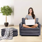 41.34 Sillón tapizado de pana de gran tamaño, sofá individual con otomana y asiento grande, sillón moderno de lectura para dormitorio o sala de estar