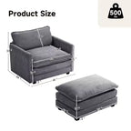41.34 Sillón tapizado de pana de gran tamaño, sofá individual con otomana y asiento grande, sillón moderno de lectura para dormitorio o sala de estar