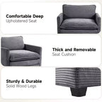 41.34 Sillón tapizado de pana de gran tamaño, sofá individual con otomana y asiento grande, sillón moderno de lectura para dormitorio o sala de estar