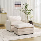 41.34 Sillón tapizado de pana de gran tamaño, sofá individual con otomana y asiento grande, sillón moderno de lectura para dormitorio o sala de estar