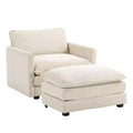 41.34 Sillón tapizado de pana de gran tamaño, sofá individual con otomana y asiento grande, sillón moderno de lectura para dormitorio o sala de estar