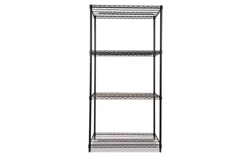 Alera Kit de estanterías de alambre de cuatro niveles, con certificación NSF, 91.44 cm de ancho x 60.96 cm de profundidad x 182.88 cm de alto, negro