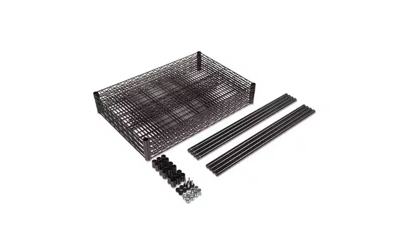 Alera Kit de estanterías de alambre de cuatro niveles, con certificación NSF, 91.44 cm de ancho x 60.96 cm de profundidad x 182.88 cm de alto, negro