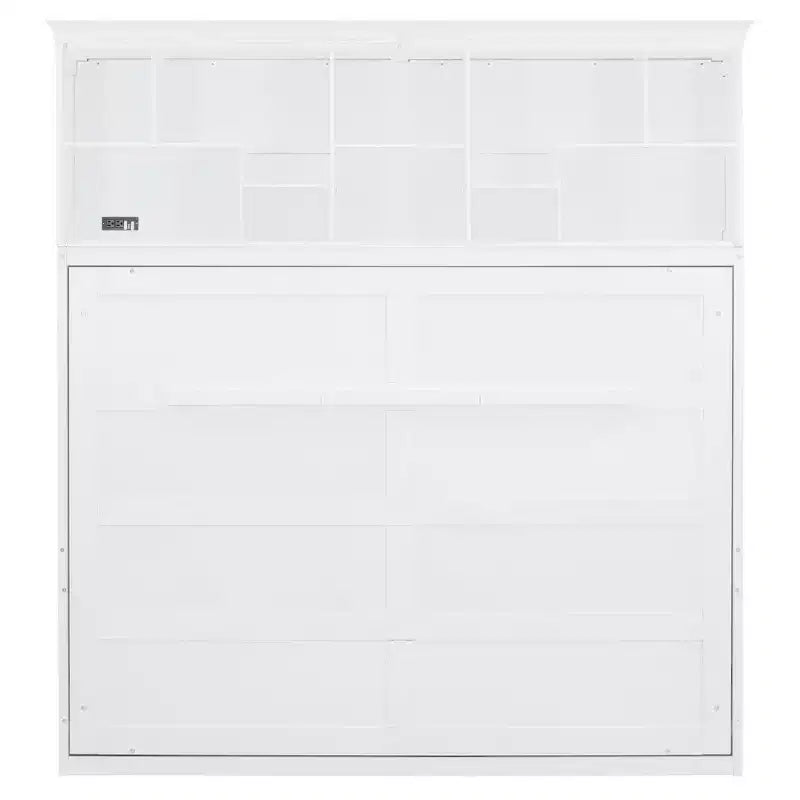 Cama de pared Whisen Modern Design Queen Size Murphy Bed, plegable en un gabinete con estantes superiores y puertos USB