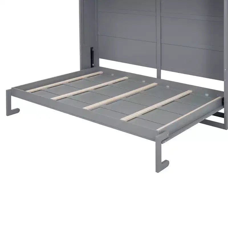 Cama de pared Whisen Modern Design Queen Size Murphy Bed, plegable en un gabinete con estantes superiores y puertos USB