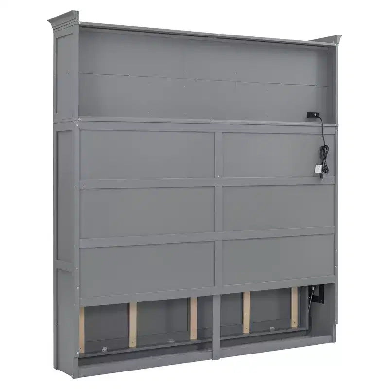 Cama de pared Whisen Modern Design Queen Size Murphy Bed, plegable en un gabinete con estantes superiores y puertos USB