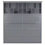 Cama de pared Whisen Modern Design Queen Size Murphy Bed, plegable en un gabinete con estantes superiores y puertos USB