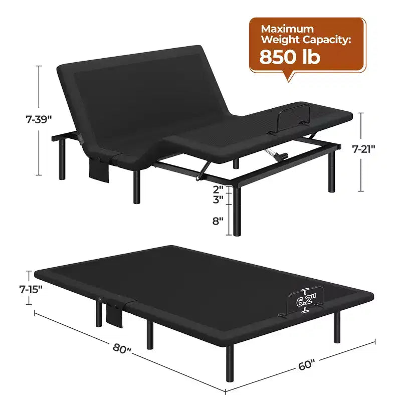 Base de Cama Ajustable Tapizada Yaheetech con Inclinación Independiente para Cabeza y Pies