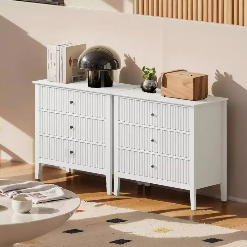 Heynemo Cómoda de 3 o 5 Cajones Acanalados. Cómoda Alta a Rayas con Rieles Silenciosos para Dormitorio, Sala, Pasillo, Entrada