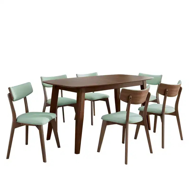 Juego de comedor tapizado Christopher Knight Home Walton de 7 piezas de madera de caucho de estilo moderno de mediados de siglo