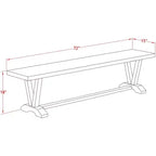 Banco de comedor moderno HomeStock con asiento de madera, 72x15x18 pulgadas, negro cepillado