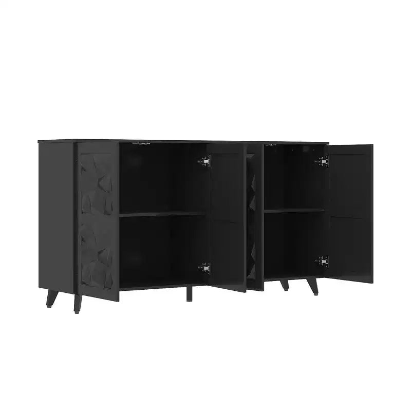 Famapy 4 - Cómoda con superficie decorada con rombos de 4 puertas para el almacenamiento en la sala de estar