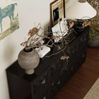 Famapy 4 - Cómoda con superficie decorada con rombos de 4 puertas para el almacenamiento en la sala de estar