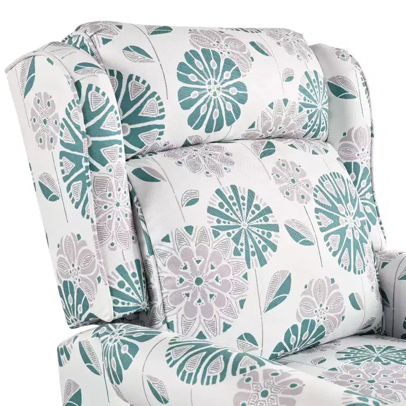 Christopher Knight Home Barnn 29.75 Sillón Reclinable Tapizado con Respaldo Empujable y Respaldo de Orejas Clásico, Blanco/Azul