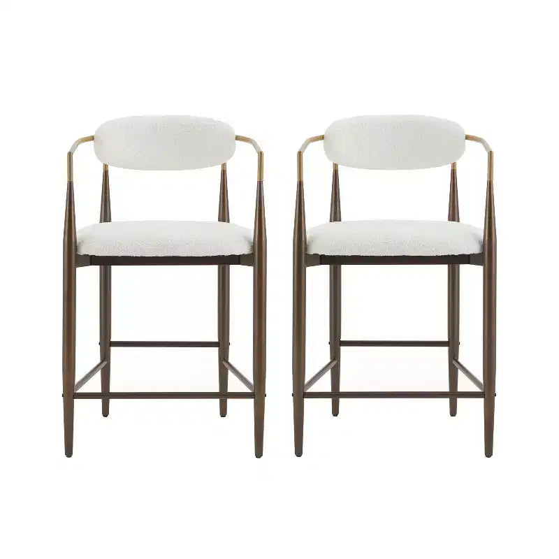 Christopher Knight Home Alger Taburetes de barra modernos de tela tapizados en hierro de 63,5 cm (juego de 2)