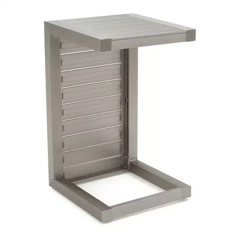 Mesa auxiliar MAYEERTY Mesa auxiliar moderna de aluminio de moda con almacenamiento, color plata