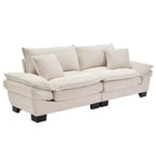 Elegante sofá de pana con asiento profundo: tamaño loveseat con almohadas y función de sofá cama