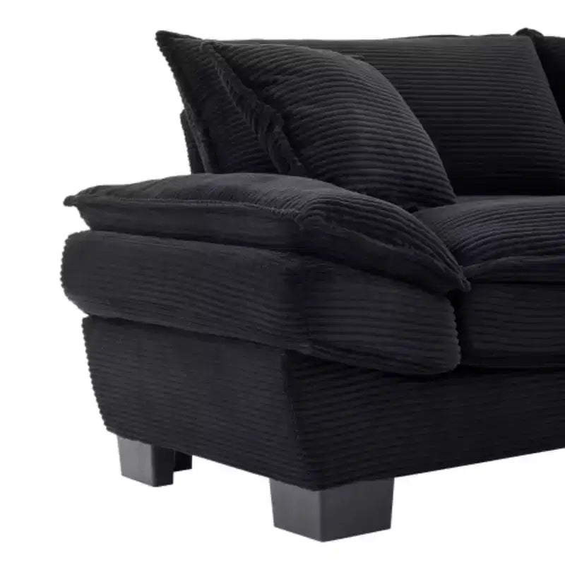 Elegante sofá de pana con asiento profundo: tamaño loveseat con almohadas y función de sofá cama