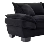 Elegante sofá de pana con asiento profundo: tamaño loveseat con almohadas y función de sofá cama