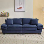 Elegante sofá de pana con asiento profundo: tamaño loveseat con almohadas y función de sofá cama