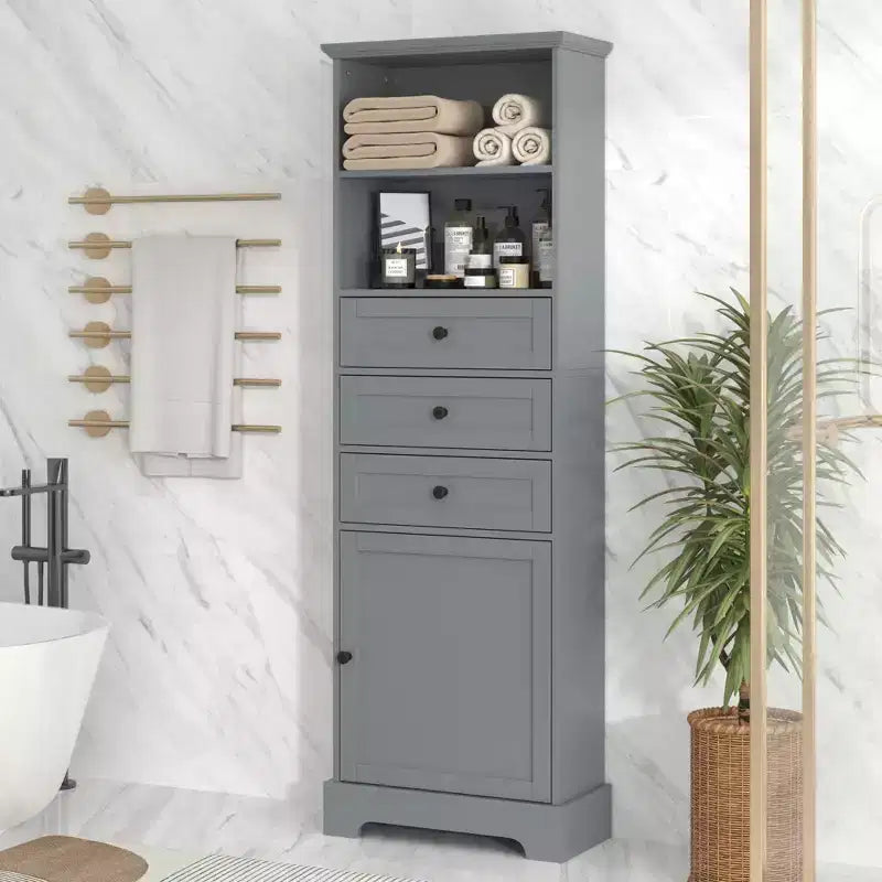 Armario de almacenamiento vertical Whisen con cajones y estantes ajustables para baño, estudio, oficina e interiores