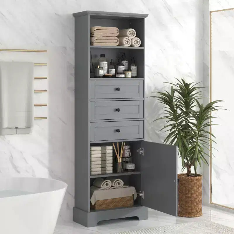 Armario de almacenamiento vertical Whisen con cajones y estantes ajustables para baño, estudio, oficina e interiores