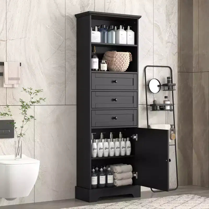 Armario de almacenamiento vertical Whisen con cajones y estantes ajustables para baño, estudio, oficina e interiores