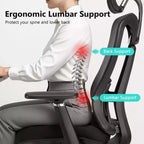 Silla de oficina ergonómica con reposacabezas 3D, apoyabrazos 2D, respaldo de malla, reclinación de 135 grados, silla de escritorio con capacidad de 330 lb y soporte lumbar dinámico