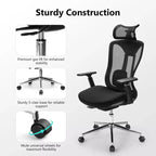 Silla de oficina ergonómica con reposacabezas 3D, apoyabrazos 2D, respaldo de malla, reclinación de 135 grados, silla de escritorio con capacidad de 330 lb y soporte lumbar dinámico