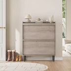 Zapatero de Madera con 2 Cajones Abatibles y Estante Ajustable, Mueble Zapatero para Entrada, Zapatero Oculto para Pasillo, Sala de Estar, Gris