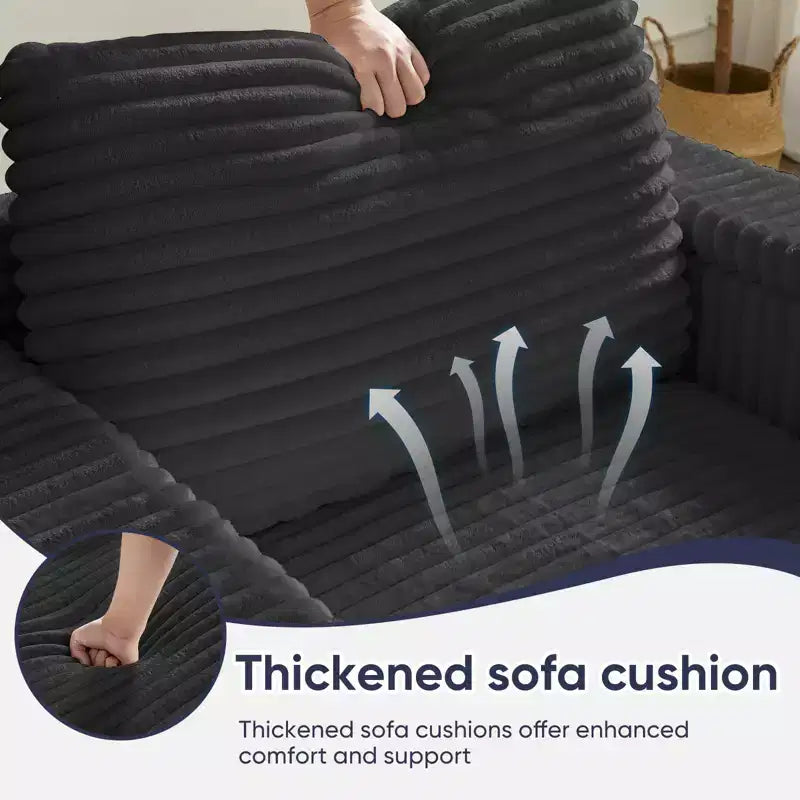 Mjkone Sillón Chaise Oversized para Interiores, Sofá Moderno Tapizado en Pana de 85 Pulgadas de Ancho con 2 Otomanas Móviles, Cómodo Sofá Perezoso