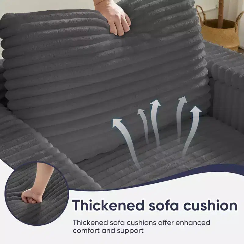 Mjkone Sillón Chaise Oversized para Interiores, Sofá Moderno Tapizado en Pana de 85 Pulgadas de Ancho con 2 Otomanas Móviles, Cómodo Sofá Perezoso