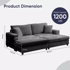 Mjkone Sillón Chaise Oversized para Interiores, Sofá Moderno Tapizado en Pana de 85 Pulgadas de Ancho con 2 Otomanas Móviles, Cómodo Sofá Perezoso