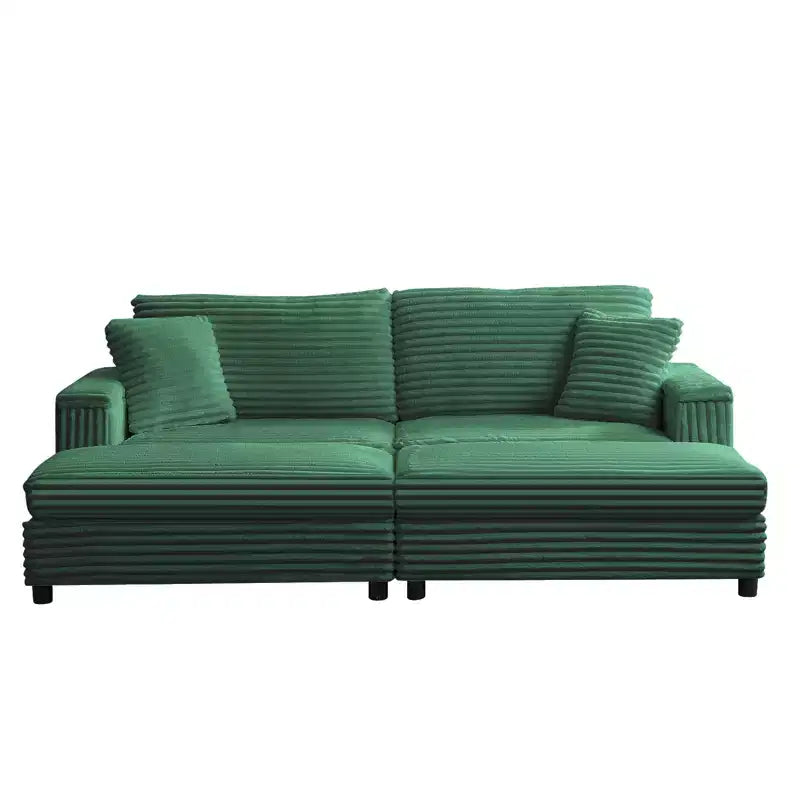 Mjkone Sillón Chaise Oversized para Interiores, Sofá Moderno Tapizado en Pana de 85 Pulgadas de Ancho con 2 Otomanas Móviles, Cómodo Sofá Perezoso