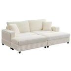 Mjkone Sillón Chaise Oversized para Interiores, Sofá Moderno Tapizado en Pana de 85 Pulgadas de Ancho con 2 Otomanas Móviles, Cómodo Sofá Perezoso