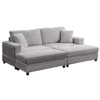 Mjkone Sillón Chaise Oversized para Interiores, Sofá Moderno Tapizado en Pana de 85 Pulgadas de Ancho con 2 Otomanas Móviles, Cómodo Sofá Perezoso