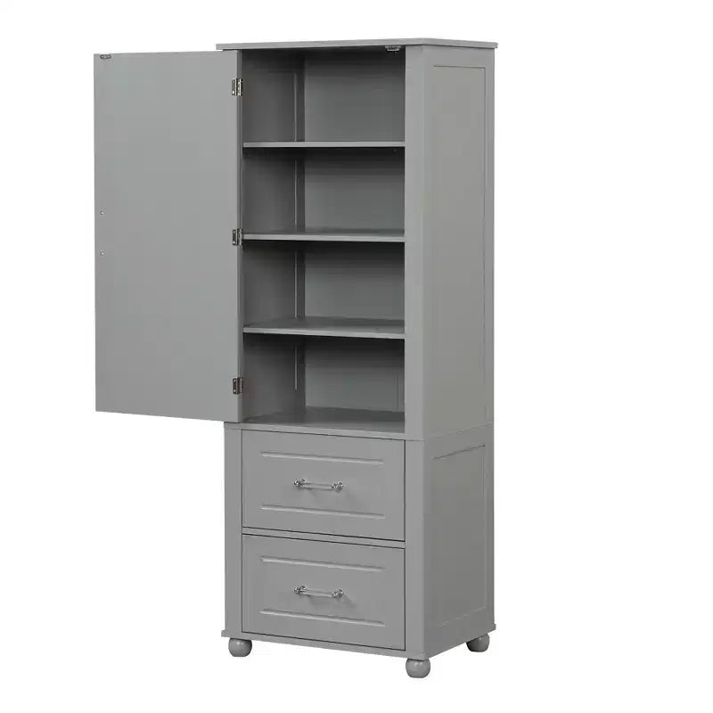 Whisen Mueble Alto de Almacenamiento para Baño, Armario Independiente con Dos Cajones y Estante Ajustable