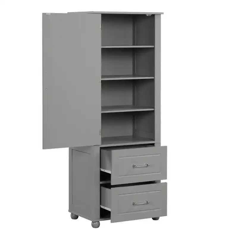 Whisen Mueble Alto de Almacenamiento para Baño, Armario Independiente con Dos Cajones y Estante Ajustable