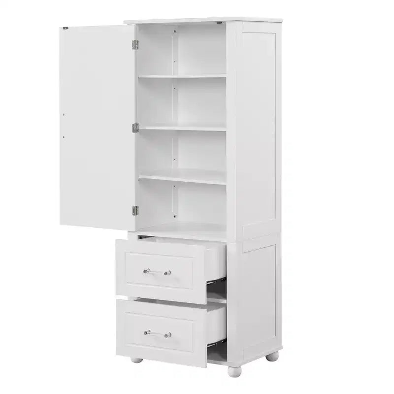 Whisen Mueble Alto de Almacenamiento para Baño, Armario Independiente con Dos Cajones y Estante Ajustable